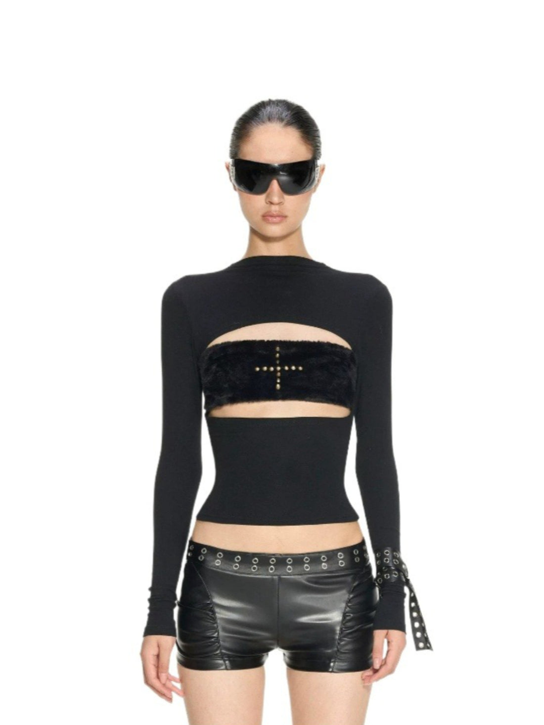 Cross Patchwork Knit Top
