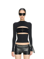 Cross Patchwork Knit Top