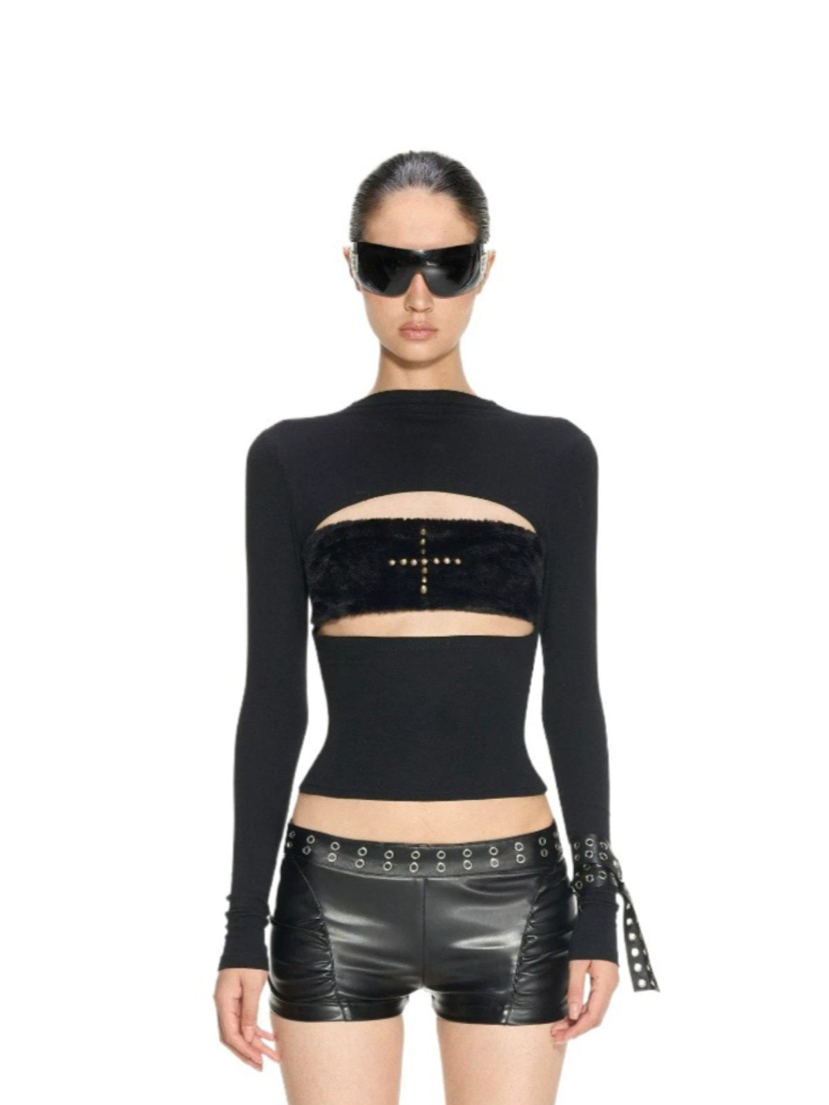 Cross Patchwork Knit Top