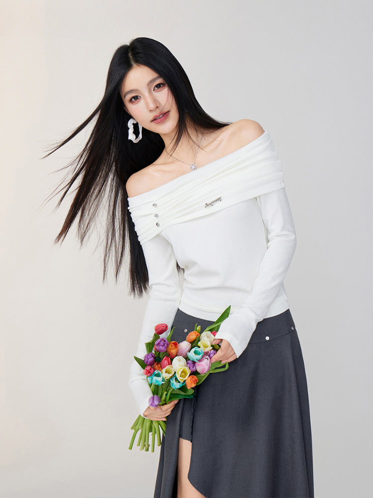 Off-Shoulder Two-Tone Top