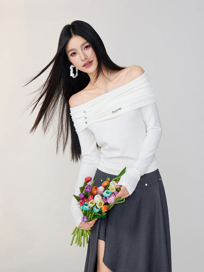 Off-Shoulder Two-Tone Top