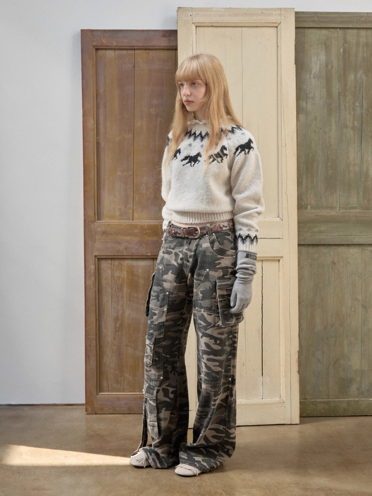 Fair Isle Pony Jacquard Chunky Knit Sweater