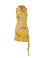 Mandarin Collar Floral Qipao Mini Dress