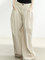 Beige Relaxed Wide Leg Pants