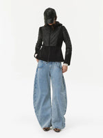 Knit Panel Hooded Down Jacket