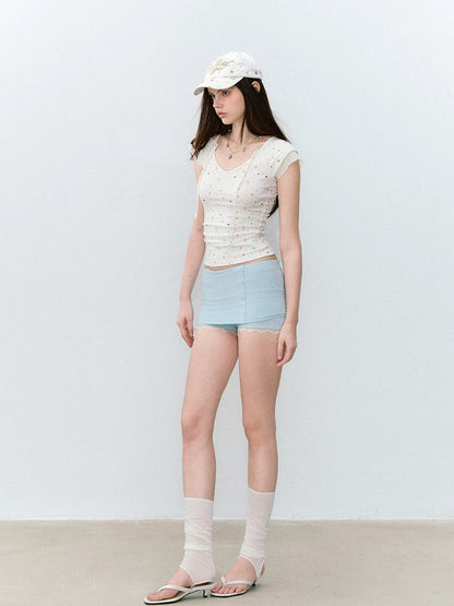 Twisted Shoulder Shorts Set