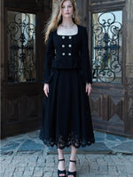 Mirage Vintage Lace-Collar Blazer & Flared Skirt Set