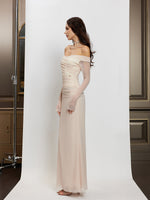 Off-Shoulder Mesh Corset Gown