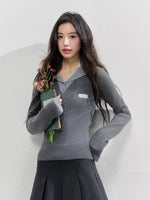 Navy Collar Knit Blouse