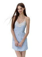 Sea Letter Lace Slip Dress