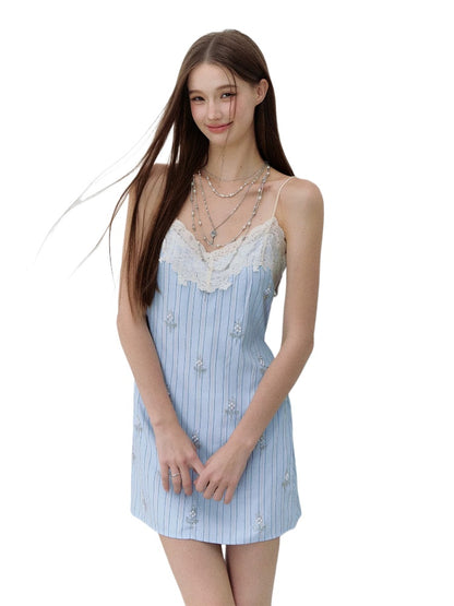 Sea Letter Lace Slip Dress
