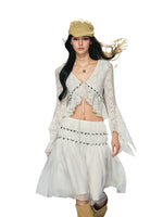 Sequin Lace Cardigan Skirt Set