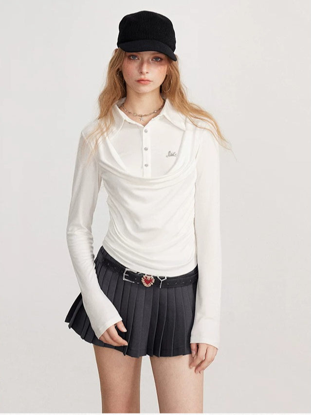 Off-white &amp; Black Layered Polo Top