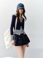 Navy Blue Pocket Drawstring Skort