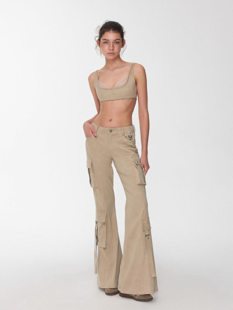 Suede Mesh Lace-Up Bralette