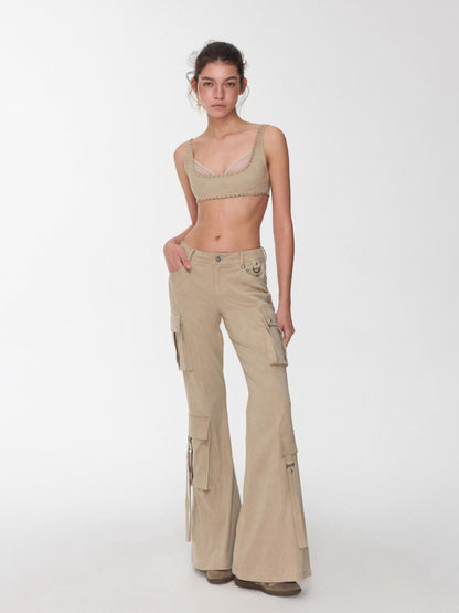 Suede Mesh Lace-Up Bralette