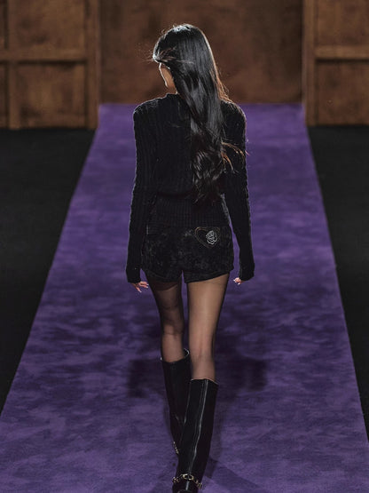 Wool Cable Mock-Neck Sweater