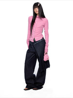 Slim Pleated Long Sleeve Top