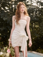 Embroidered Tie Waist Dress