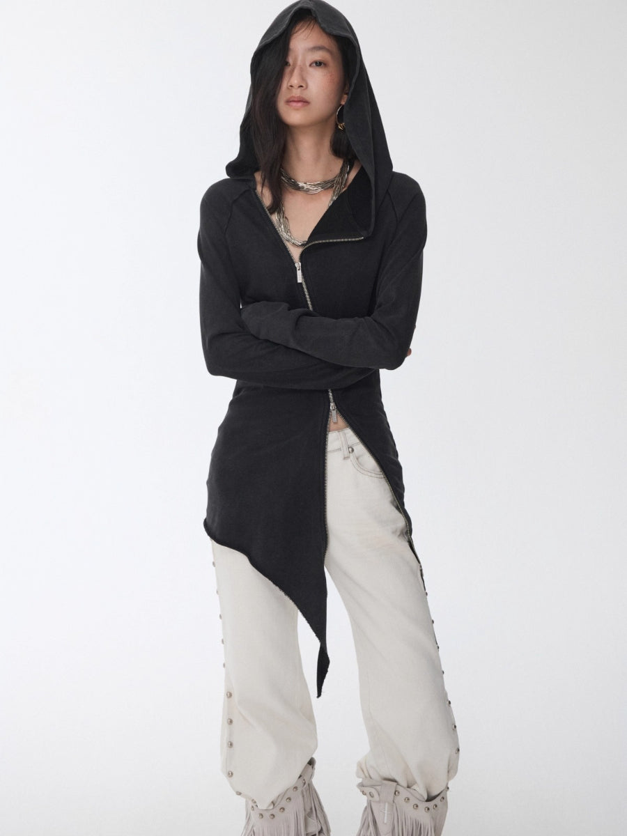Rhinestone Studded Deconstructed Hoodie Dress
