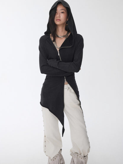 Rhinestone Studded Deconstructed Hoodie Dress