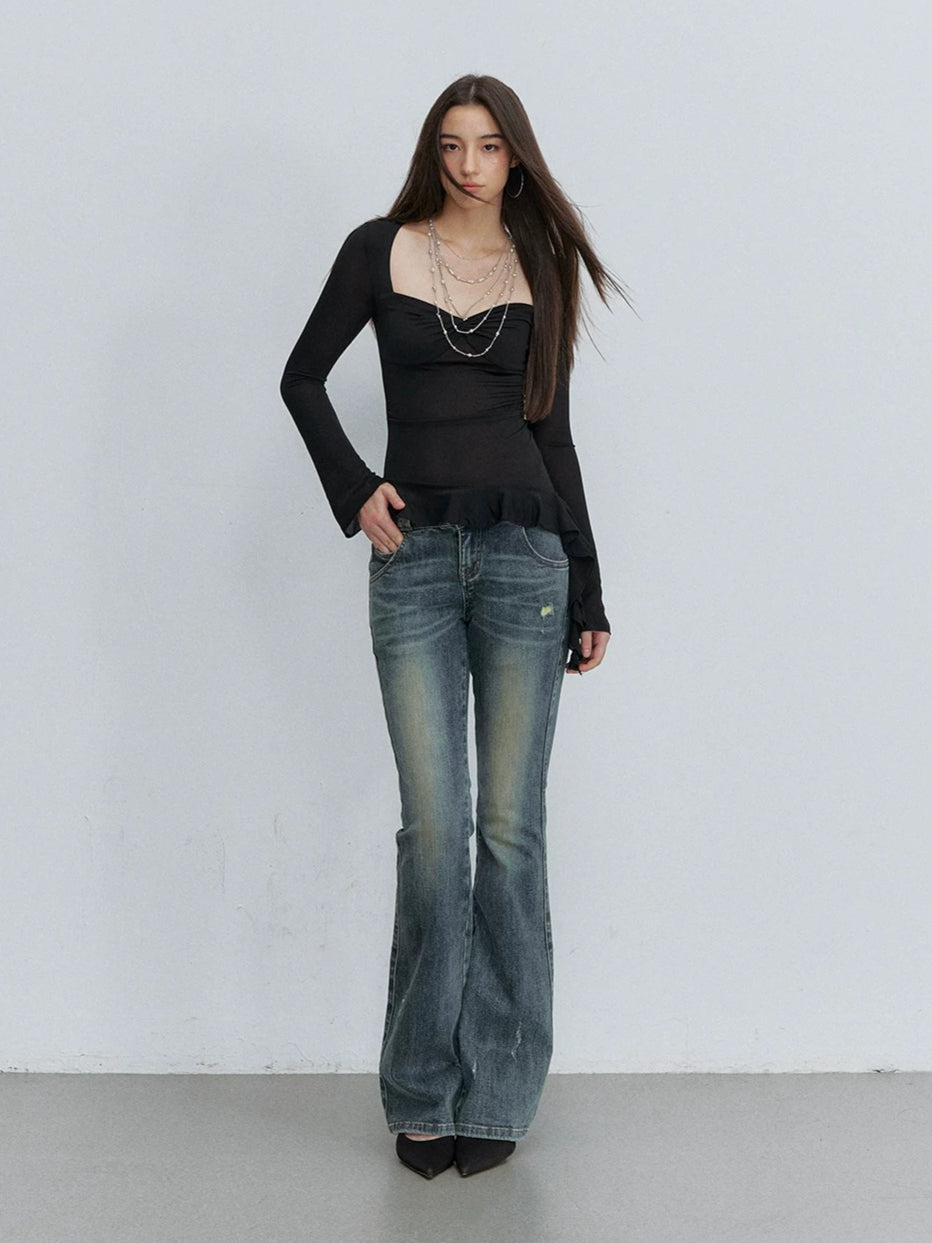 Double Waistband Flare Jeans
