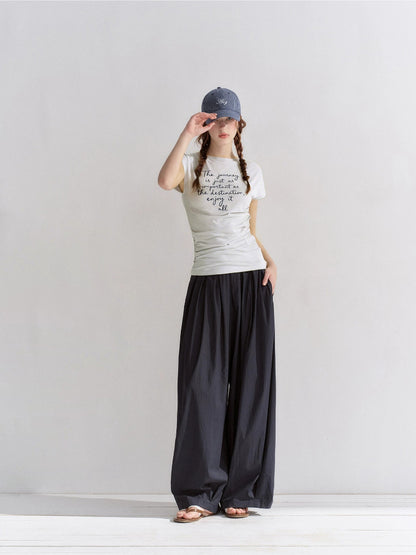 Embroidered Ruched T-Shirt