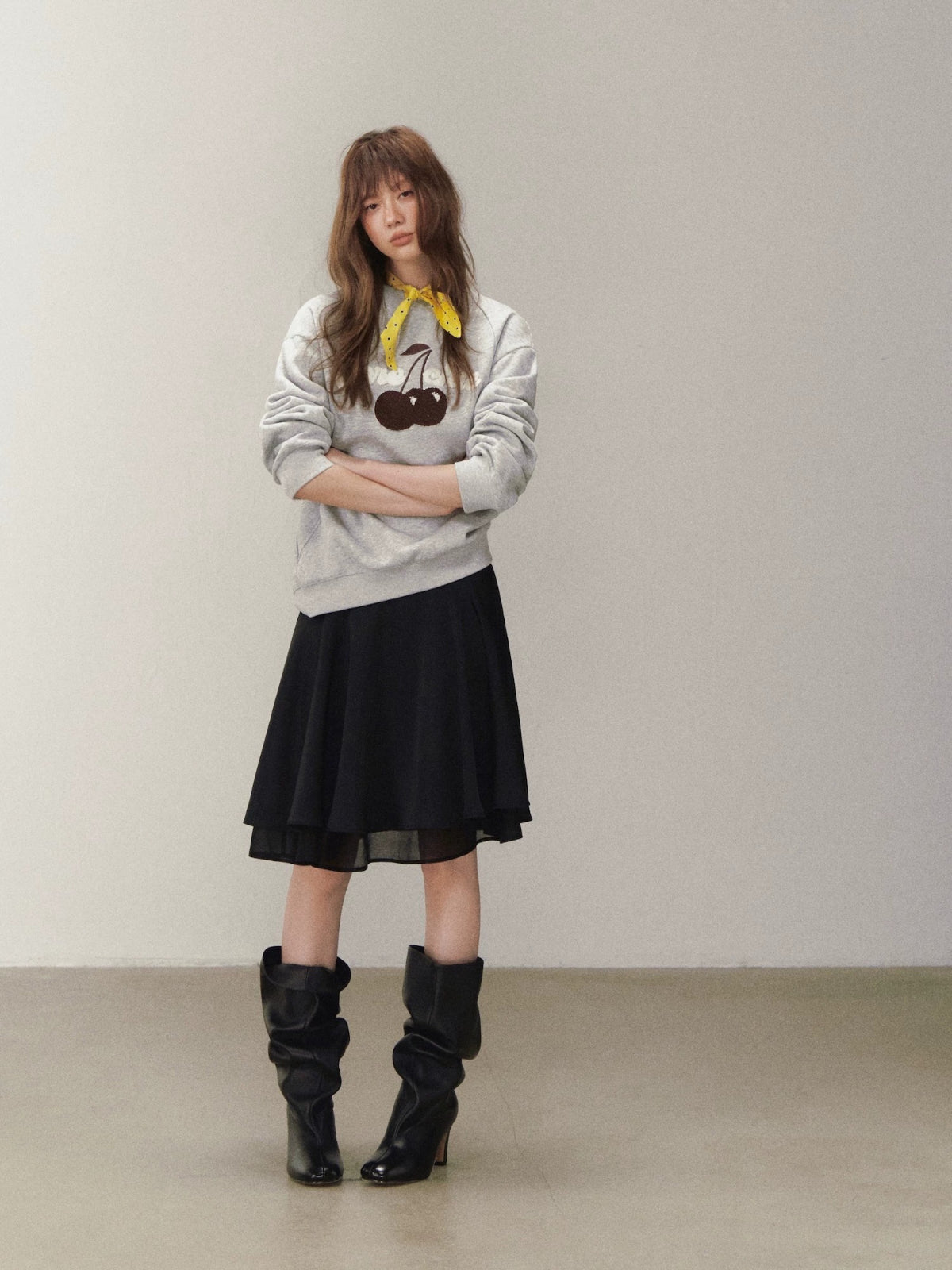 Relaxed Cherry Letter Hoodie