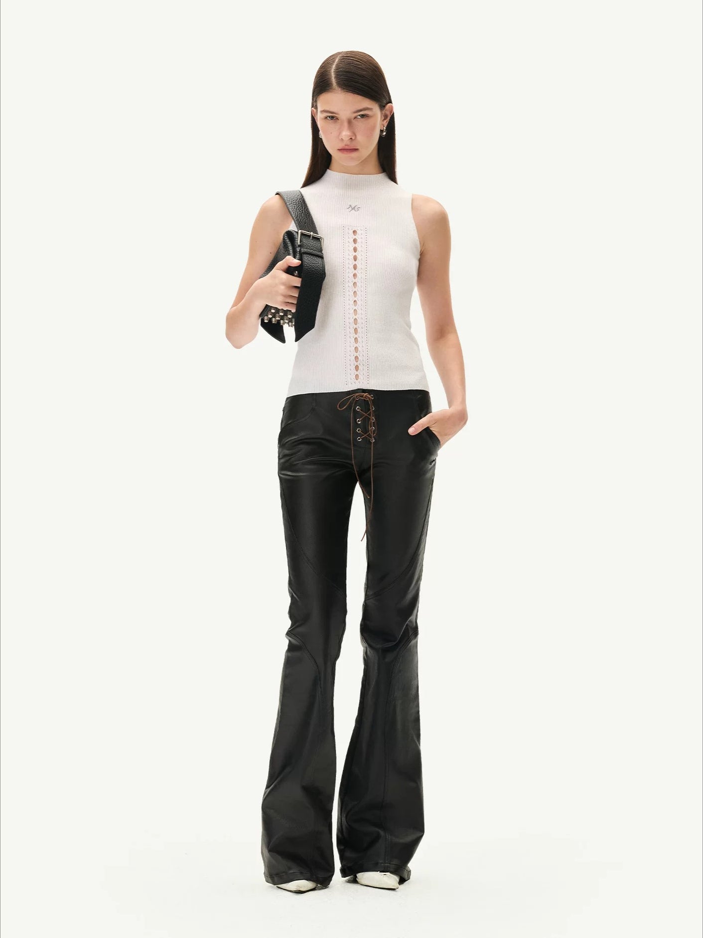 Coated Medici Waxed Flare Pants
