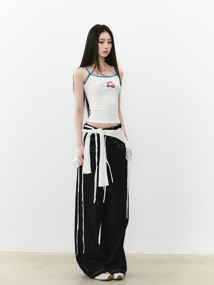 Colorblock Letter Print Cami Top