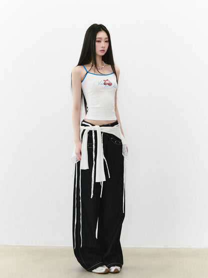 Colorblock Letter Print Cami Top