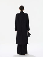 Black Tailored Wool Blend Long Coat