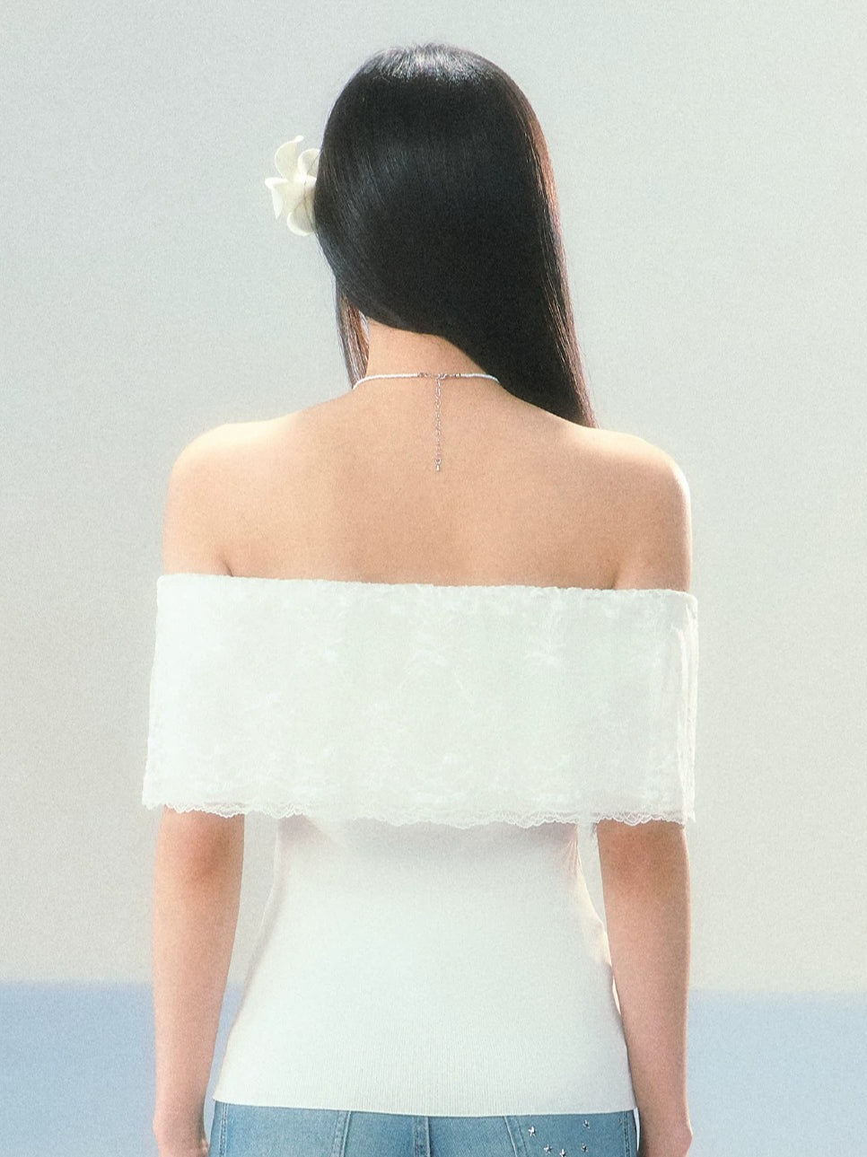 Lace Collar Off-Shoulder Top