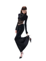 Lace-Trim Corset Long-Sleeve Top