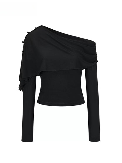 Asymmetric Shoulder Draped Top