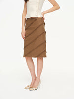 Asymmetric Fringed Wool Blend Skirt
