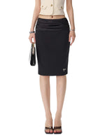 Satin Ruched Midi Skirt