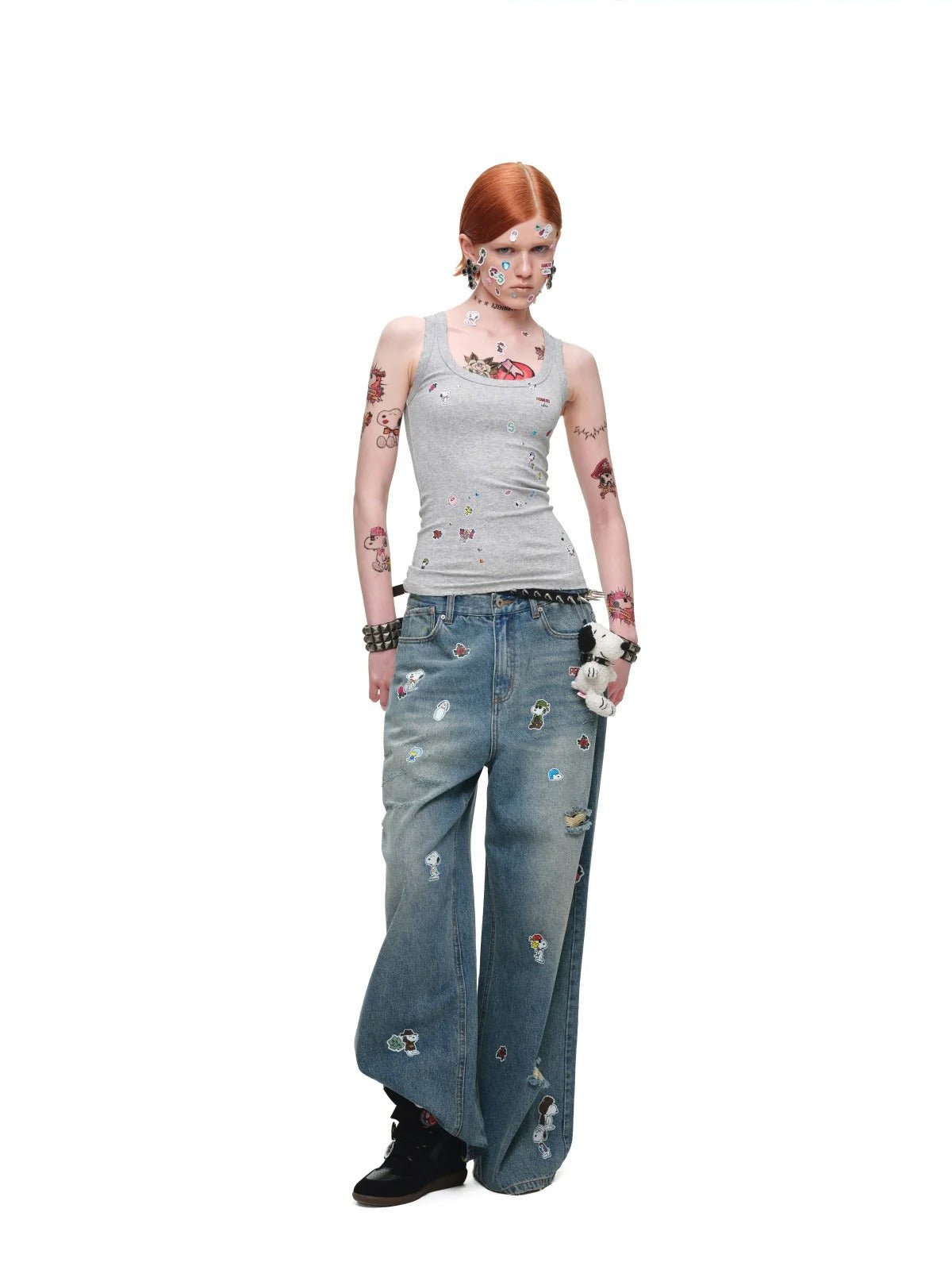 Vintage Print Wide-Strap Tank Top