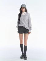 Seamless V Neck Silk Wool Sweater