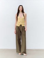Gray & Khaki Rhinestone Wide-Leg Pants