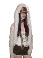 Mohair Collar Knit Shawl Cardigan