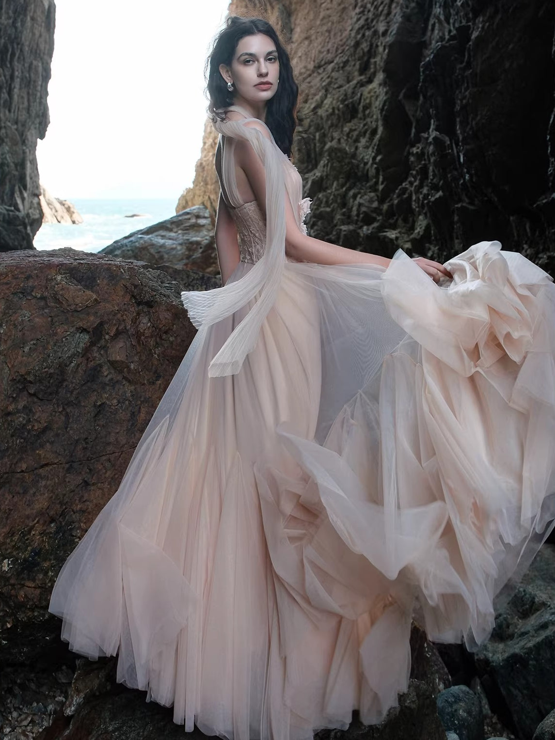 Tidal Lace Halter Dress