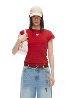 Heart Cutout Linen Tee