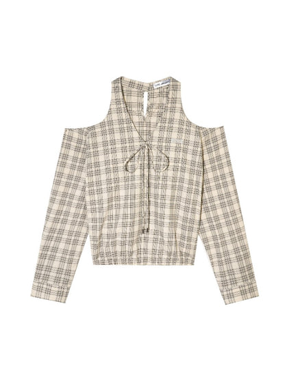 Halter Cutout Plaid Top
