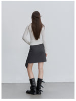 Pleated Buckle Mini Skirt