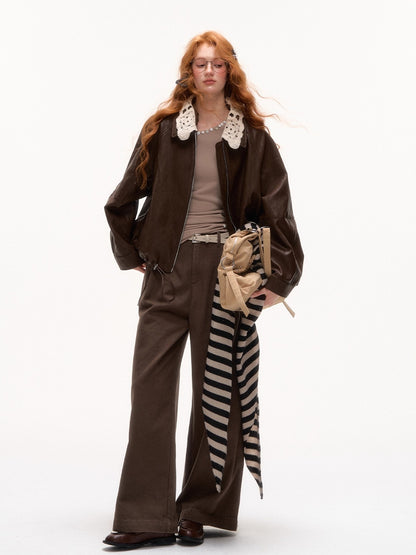 Detachable Collar PU Biker Jacket