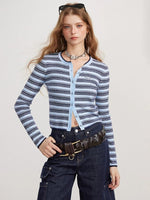 Contrast Stripe Knit Cardigan