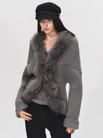 Detachable Collar Batwing Sleeve Cardigan
