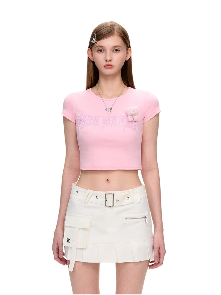 Rhinestone-like Slim Sweet-Spicy Cotton T-shirt