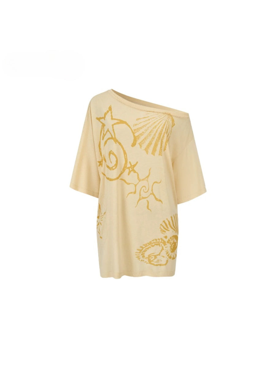Ocean Print Oversized Top